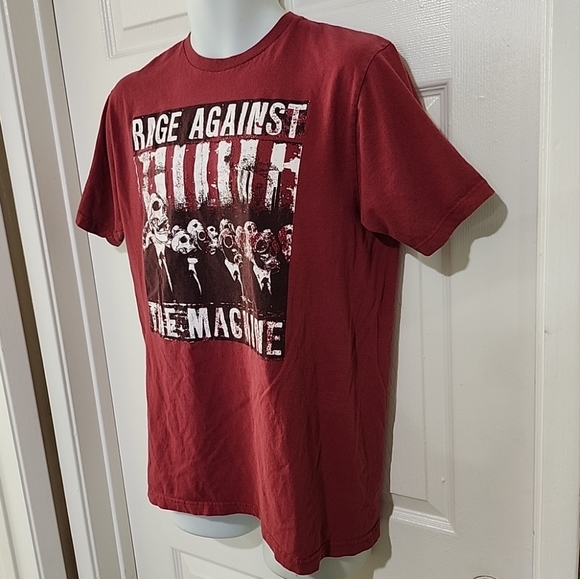 Rage Against The Machine Skull Suit Army Bay Island Red T-shirt Size Large - Picture 5 of 8